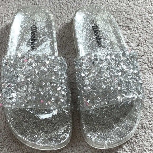 None Shoes - Silver Embellished Rubber Sandals US Size 7.5 8